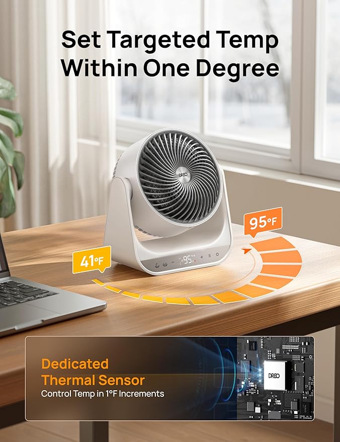 DREO 60° Vertical & 90° Horizontal 3D Oscillating Heating, 12 ft/s Long-Range - Image 8