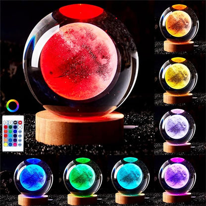3D Moon Crystal Ball Lamp, 3.15 inch Crystal Ball Night Light by Conalisk
