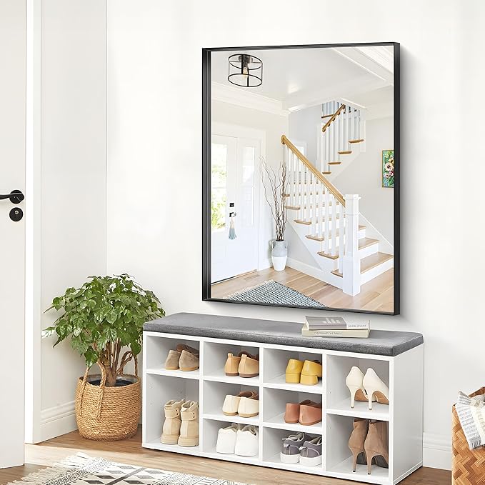Black Bathroom Mirror, 36x48 Inch Rectangular Deep Frame Mirror, Large Wall - Image 6
