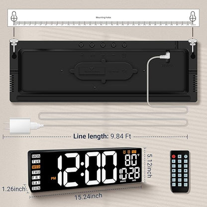 16.5" Large Digital Wall Clock: Wall Mount Decor Clock Large Display - Image 3