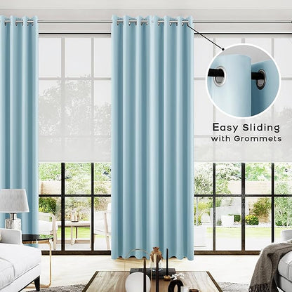KOUFALL Light Blue Curtains 96 Inches Long - Image 2