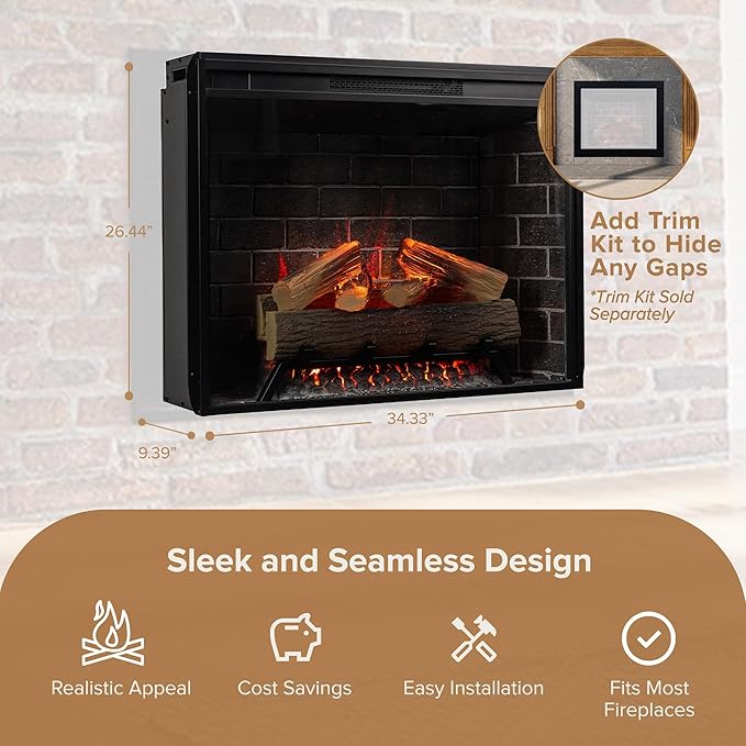 Modern Ember Uptown 33" Smart Electric Fireplace Insert - Image 5