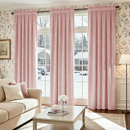 Lazzzy Velvet Blackout Curtains Thermal Insulated Room Window Drapes Super Soft - Image 7