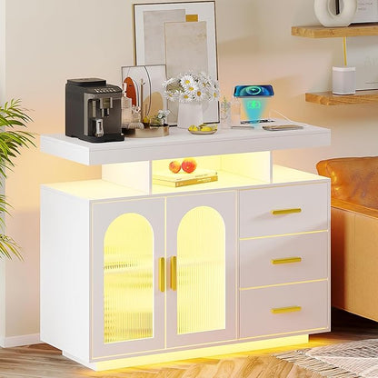 40" LED Buffet Cabinet with Charging Station, Auto Sensor Kitchen Storage - Image 8