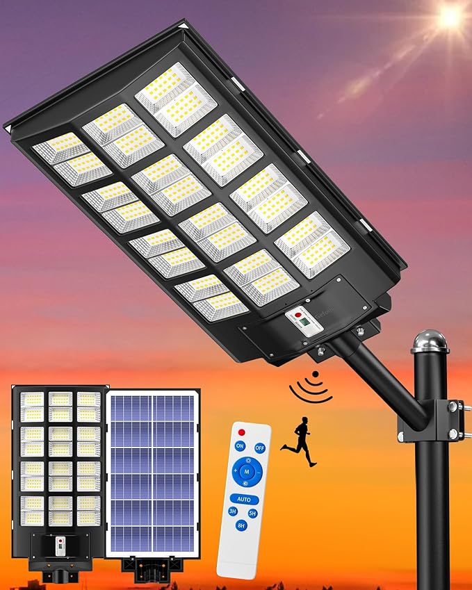 Gefolly SL-6000W Solar Street Light Outdoor, Wide Angle 600000LM Commercial by GefollyLight