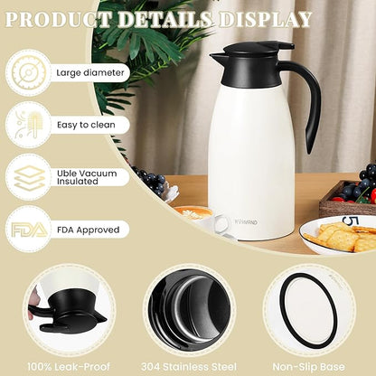 68 Oz Thermal Coffee Carafe, Stainless Steel Insulated Vacuum coffee crafts to - Image 6