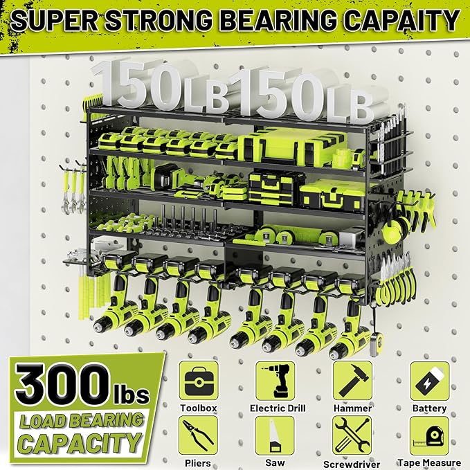 5 Layers Power Tool Organizer Wall Mount, Metal Cordless Tool Hanger Storage - Image 5