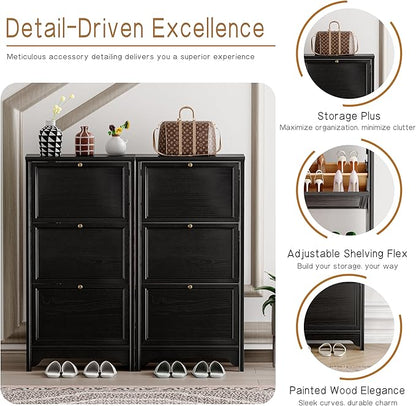 Chogori 3-Tier Shoe Cabinet – Solid Wood Entryway Shoe Storage Organizer - Image 7