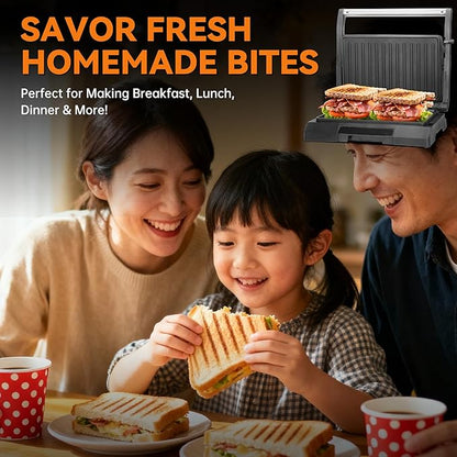 Baker's Friend 2 Slices of Mini Panini Press Electric Grill, Panini Grill Press - Image 6