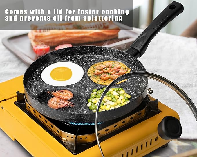 MyLifeUNIT Egg Frying Pan, 4-Cup Nonstick Fried Egg Pan, Aluminum Egg Cooker Pan - Image 3