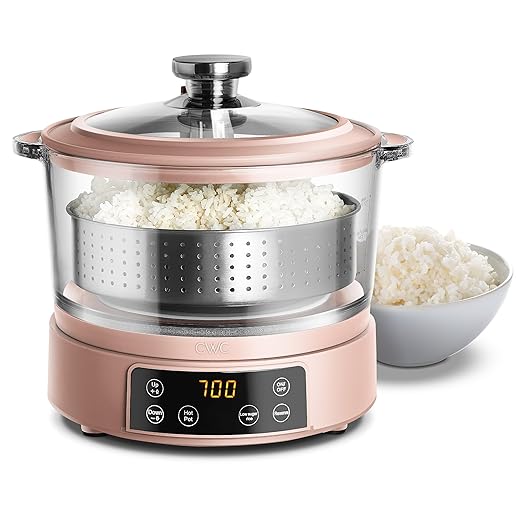 COOK WITH COLOR 3L Glass Mini Low Carb Rice Cooker – Holds 2 Cups Raw/Makes 6 by CookwithColor