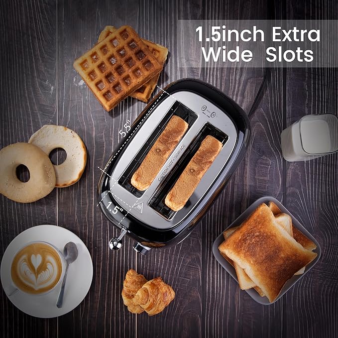 Roter Mond 2 Slice Toaster Retro Stainless Steel - Image 3