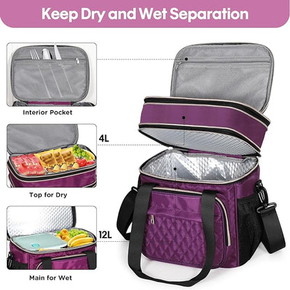 GLENKEY Expandable Insulated Lunch Box, Double Deck Lightweight Large Lunch Bag - Image 2