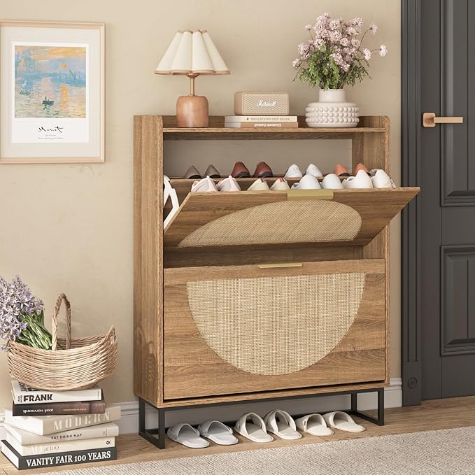 Maupvit Rattan Shoe Storage Cabinet - Image 5