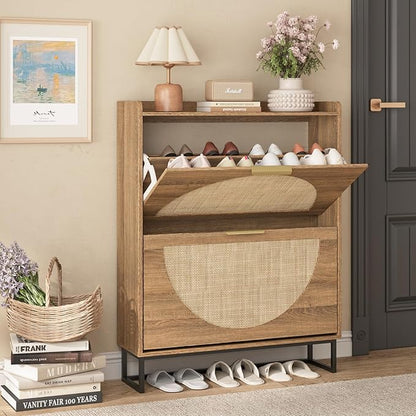 Maupvit Rattan Shoe Storage Cabinet - Image 5