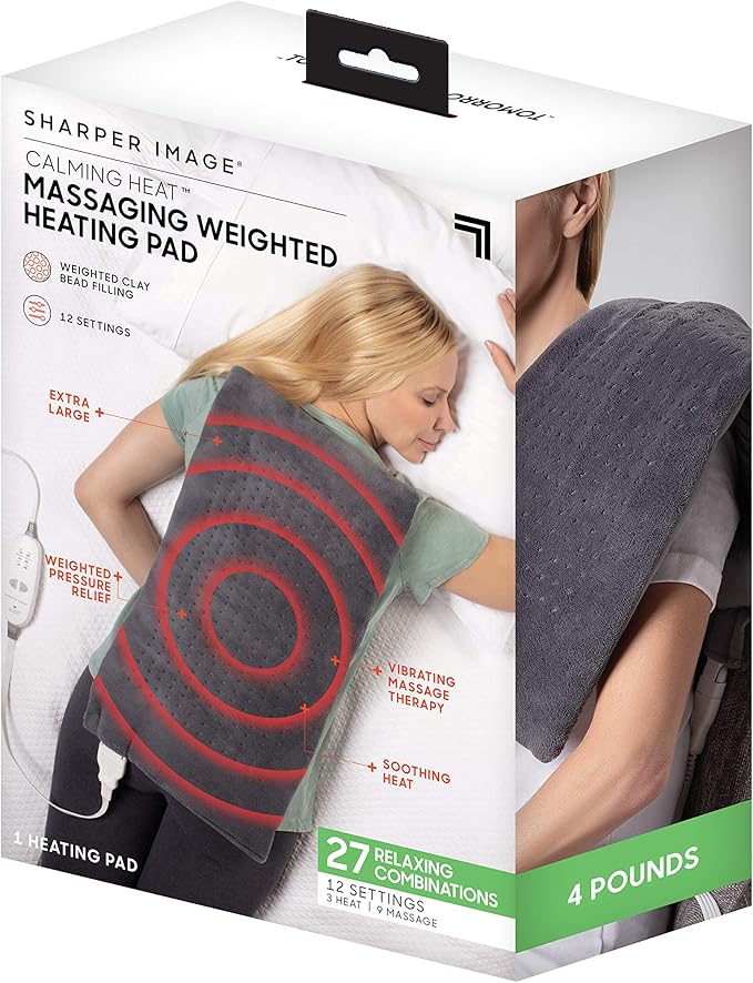 Calming Heat Massaging Vibrations Weighted Heating Pad by Sharper Image | Auto by CalmingHeat