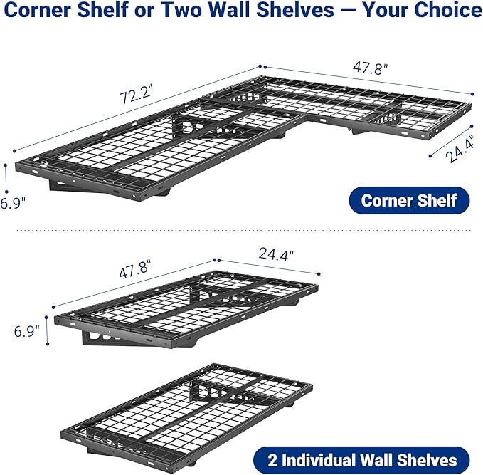 FLEXIMOUNTS 2 Pack 2x4ft Corner Wall Shelving Garage Storage Rack, 24x48 inch - Image 3