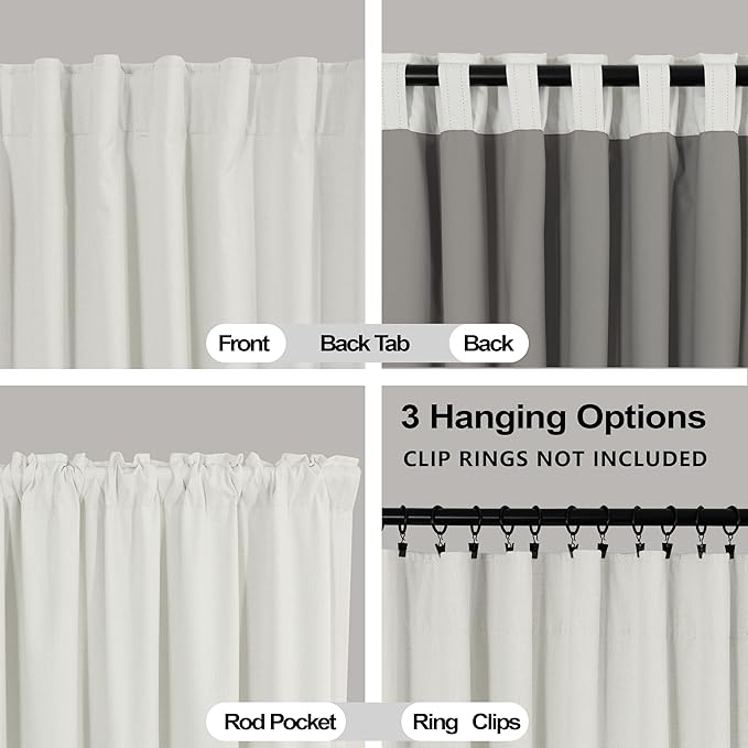 KOUFALL Ivory Linen Blackout Curtains 108 Inches Long, Thermal Insulated Floor - Image 4