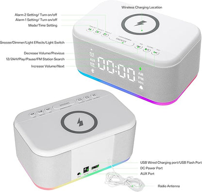 Bluetooth Alarm Clock Radio Bedroom, Digital Dual Alarm Clock Bedroom - Image 8