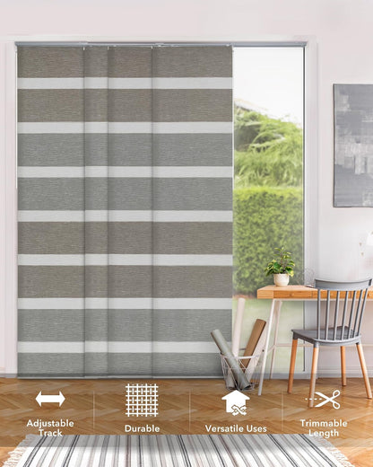 Vertical Blinds Woven 45.8"-86" x 96", Limestone | Natural Woven Fabric for Patio Doors with Adjustable Track and Trimmable Panels Up to 96"