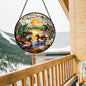 AMDERVEN Stained Glass Window Hanging, Ducks in The Pond Sun Catcher by amderven