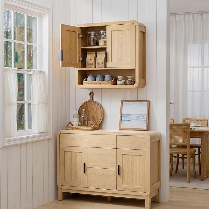 Modern Farmhouse Bathroom Wall Cabinet, Oak Finish Medicine Cabinet - Image 6