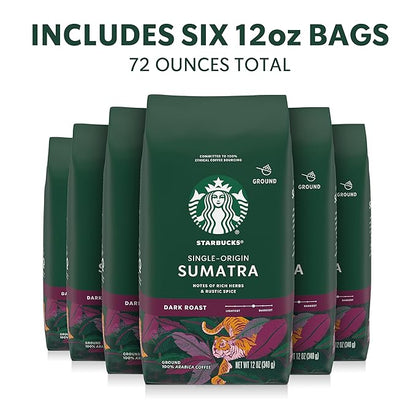 Starbucks Ground Coffee, Dark Roast Hot or Iced Coffee, Single-Origin Sumatra - Image 2