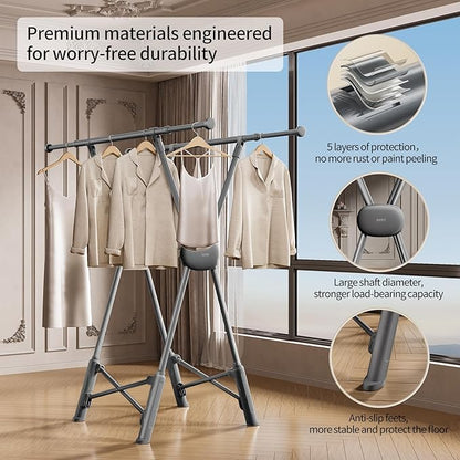 BIREN Clothes Drying Rack Heavy Duty Clothing Racks Foldable Laundry Rack Two - Image 5