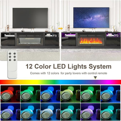 Fireplace TV Stand with 36" Electric Fireplace, LED Light Entertainment Center - Image 4
