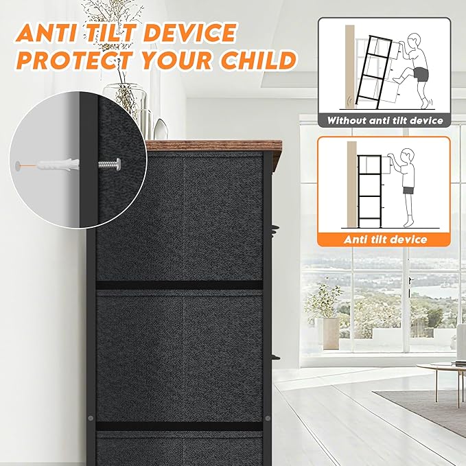Curved Profile Dresser for Bedroom, Chest of Drawers, 9 Storage Drawers - Image 5