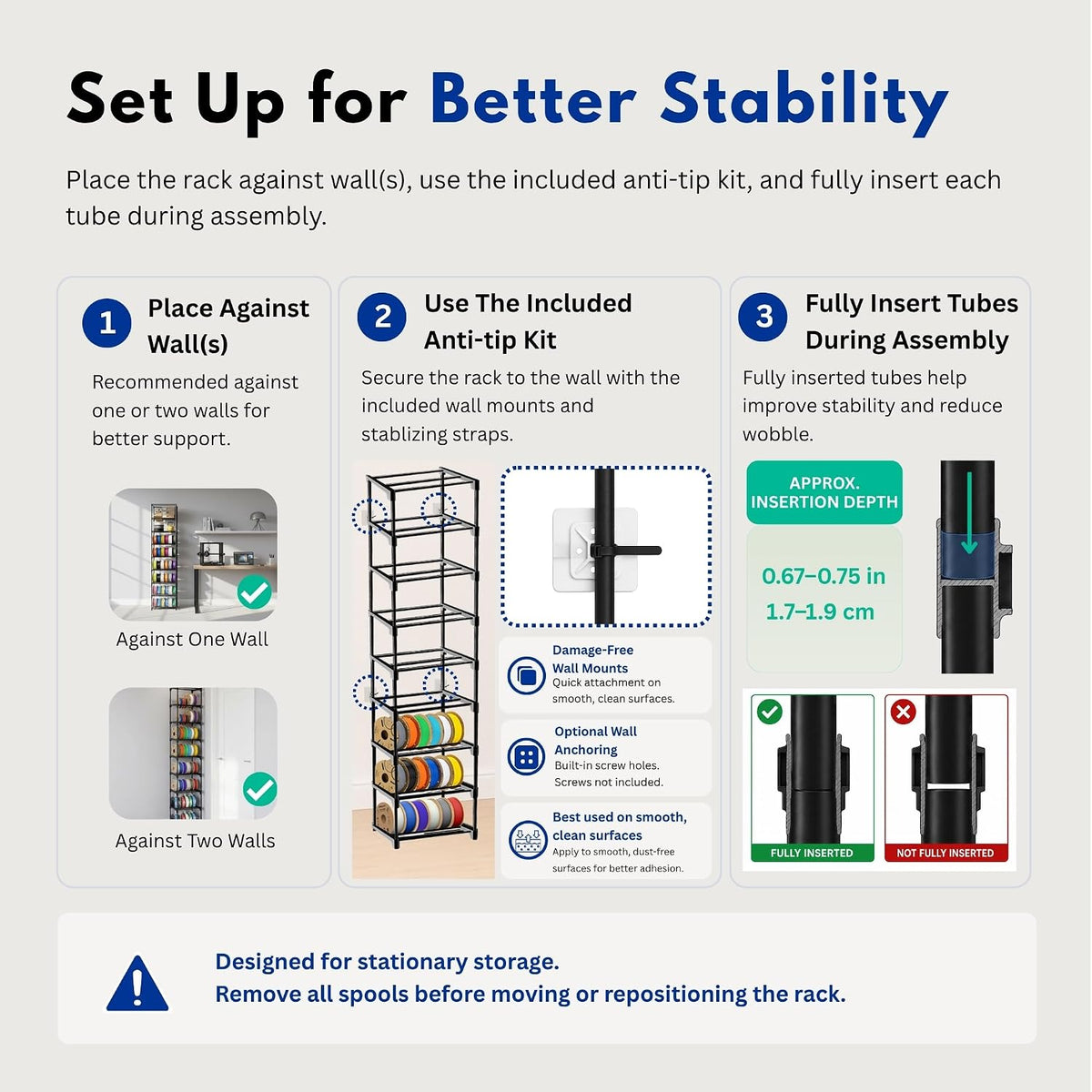 9-Tier 3D Printer Filament Storage Rack, Holds Up to 54 1kg Spools, Space-Sav...