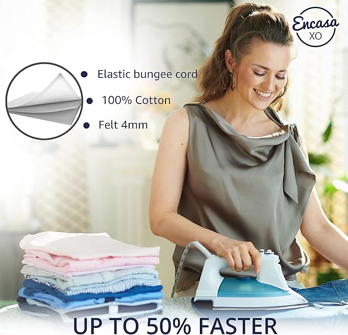 Encasa XO Ironing Board Cover and Pad 54"x18" - 4mm Felt X-Large Iron Board - Image 4