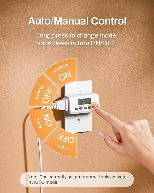 BN-LINK Indoor Digital Timer Outlet, 24 Hour Light Timer Easy Programmable - Image 4