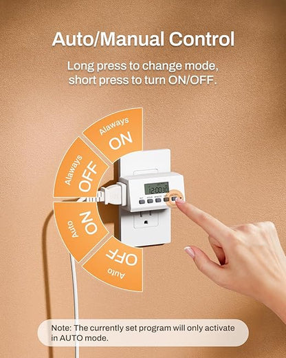 BN-LINK Indoor Digital Timer Outlet, 24 Hour Light Timer Easy Programmable - Image 4