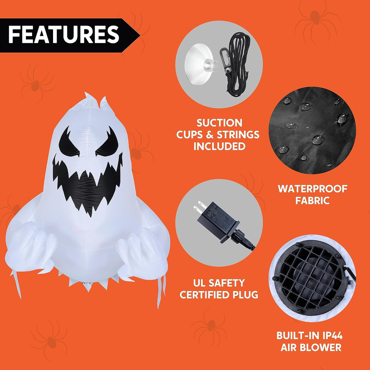 Joiedomi 4.5 FT Tall Halloween Inflatable Ghost Outdoor Decoration, Ghost Blo...