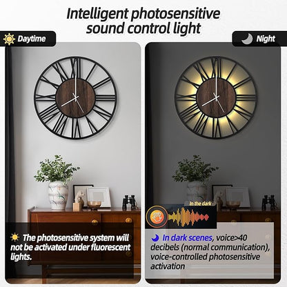 LEIKE Large Wall Clocks with Night Light Battery Operated, Silent Non Ticking - Image 2