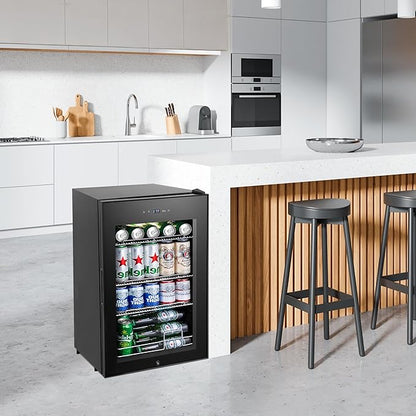Beverage Refrigerator Cooler, 17 Inch 120 Cans Freestanding Mini Fridge - Image 7