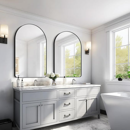GLASHOM Arched Bathroom Mirror, Wall Mounted Mirror, Living Room, Vertically - Image 9
