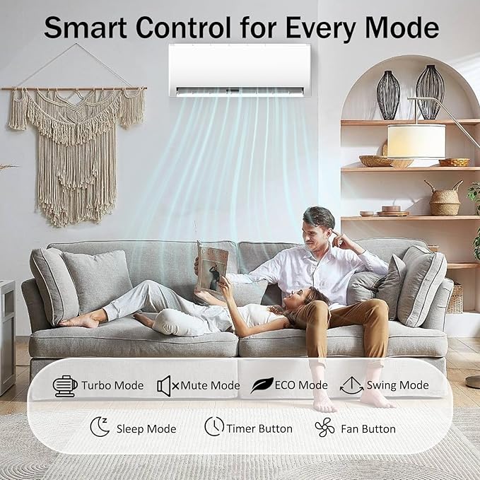 12000 BTU Mini Split Air Conditioner & Heater 19 SEER2 115V Energy Efficient - Image 2
