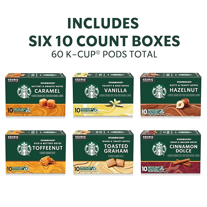 Starbucks K-Cup Coffee Pods, Flavored Hot or Iced Coffee, Variety Pack - Image 2