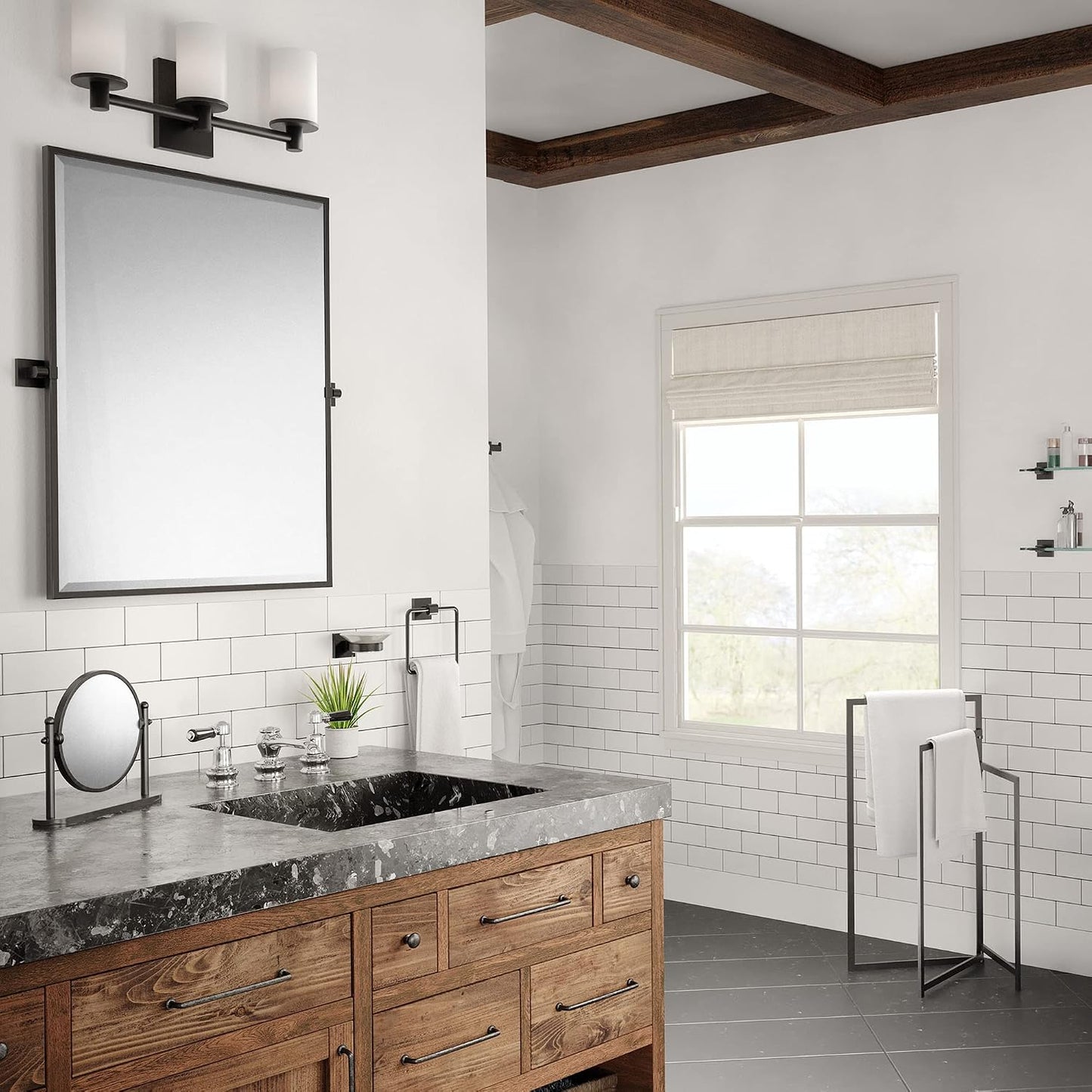 Gatco 4249MXFS Latitude II, Framed Large Rectangle Mirror, 32.5” H, Matte Black