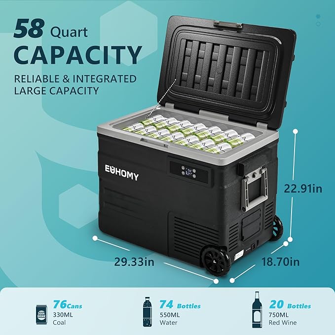 EUHOMY 12 Volt Refrigerator, 59QT 12V Fridge APP Control, Electric Cooler - Image 2