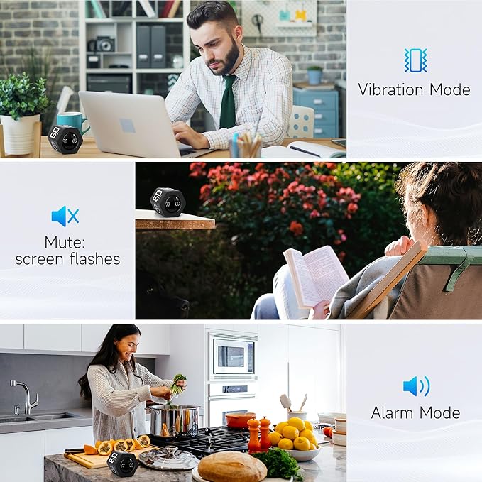 Productivity Timer 1, 60 Minutes Preset, Desk Cube Timer - Image 6