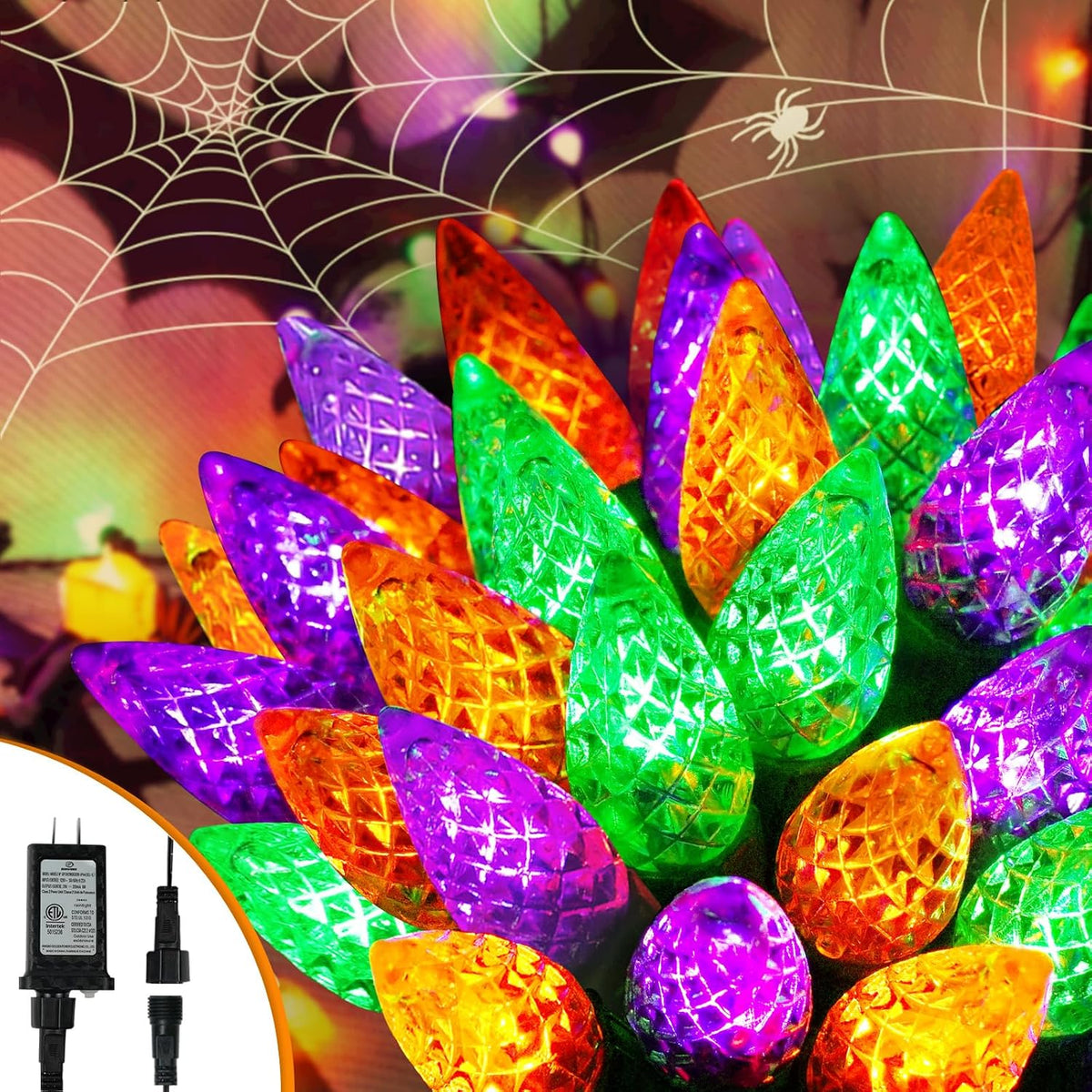 250 LED Linkable C6 Halloween Lights 82FT Halloween Lights Outdoor Indoor