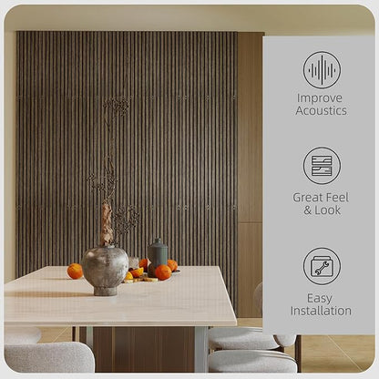 HOMCOM 4 Pack 3D Acoustic Panels, Wood Slat Wall Paneling - Image 3