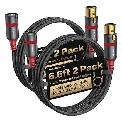 Warrky XLR Cables 6ft 2 Pack Balanced Microphone Cable Male to Female by WARRKY