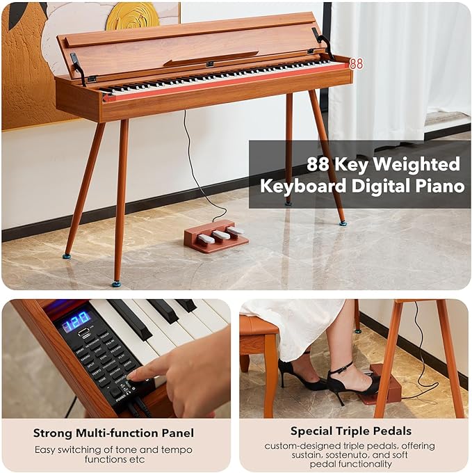 KUMENG Digital Piano 88 Key Weighted Keyboard, Full-Size Desk Progressive - Image 5