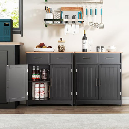 Buffet Cabinet with Storage, Coffee Bar Cabinet 26 x 30 Inches, Oak Top - Image 5