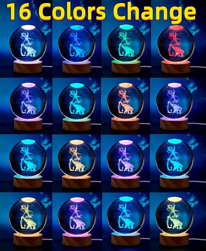3D Elephant Crystal Ball Lamp, Lifelike Elephant Night Light, 16 Colors - Image 2