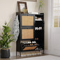 Rattan Wooden Shoe Cabinet, Freestanding 3-Flip Drawer Shoe Storage Organizer by Unknown